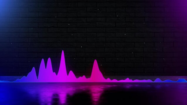 Neon spectrum in different colors. Sound graphic animation. Glowing radial or circular equalizer and audio waveform