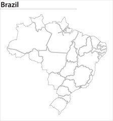 Brazil map illustration vector detailed Brazil map with all state names