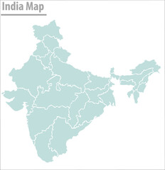 Fototapeta na wymiar india map illustration vector detailed india map with regions