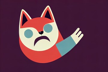 Fototapeta premium A Good Joke, isolated 2d illustration. Casually dressed anthropomorphic fox, laughing at something. Malicious giggling fox. Funny evil character. A hipster. An animal character with a human body
