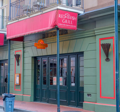 Redfish Grill Restaurant on Bourbon Street in the French Quarter on October 8, 2022 in New Orleans, LA, USA