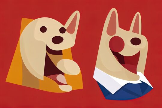 A Happy Dog, isolated 2d illustration. Funny anthropomorphic dog wearing a sport suit and laughing at something with his mouth open. A joyful humanized dog. An animal character with a human body