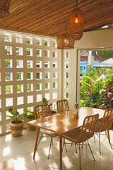 chair and table in the garden