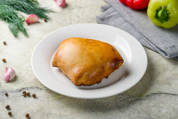 Samsa national uzbek food on stone table