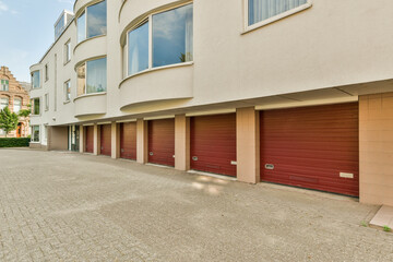 Spacious garages with closed door