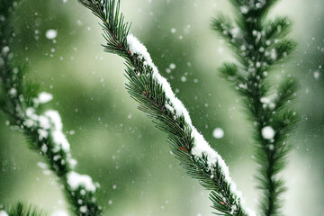 Winter Fir Pine Bough Detail, with Snow and Frost, Dramatic Natural Light, stunning background...