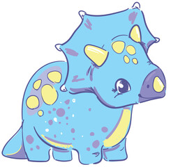 Hand drawn cute dinosaur girl isolated on white background vector cartoon character Kids summer spring print