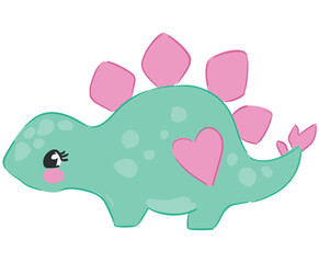 Hand drawn cute dinosaur girl isolated on white background vector cartoon character Kids summer spring print