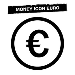 Money icon Euro. Internet flat icon symbol. Euro coin icon.