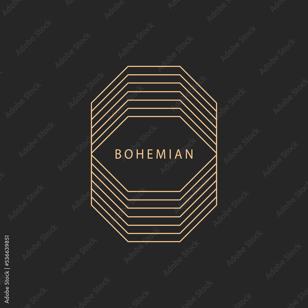 Wall mural logo in a modern style. vector linear icon. boho characters - moon logo design templates - abstract 