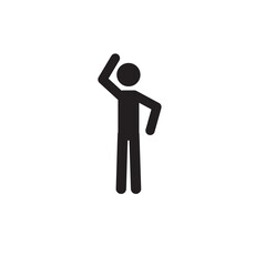 a human figure, a pictogram, a sketch, a stick, a man waving his hands. gymnastic exercise, sports, healthy lifestyle
