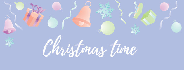Beautiful greeting card with text CHRISTMAS TIME