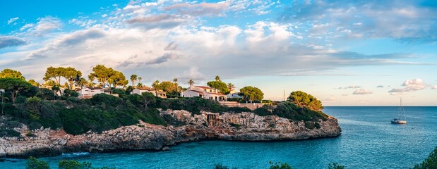 Sunset over Cala Anguila, Porto Cristo, Majorca, Spain, Europe