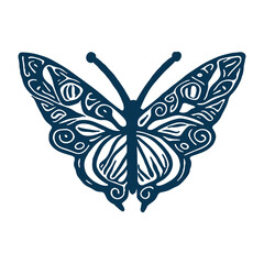Obraz na płótnie Canvas Decorative butterfly single clip art. Vintage vector garden bug icon for eco beauty. Illustration of summer wildlife insect. 