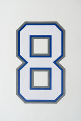 sports jersey number eight on blank paper