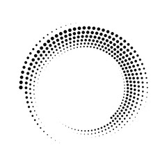 Abstract halftone dotted lines in circle form. Geometric art. Trendy design element for dotted frame, technology logo, tattoo, sign, symbol, web, prints, template, pattern and abstract background