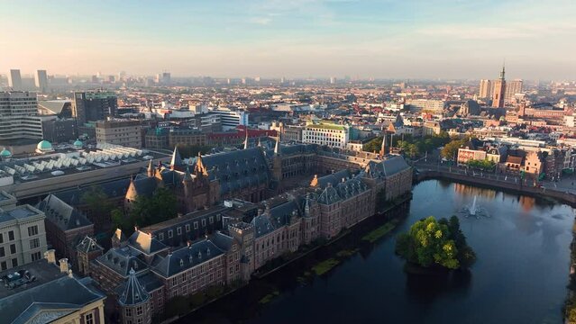 The Binnenhof in Den Haag in an aerial shot. Netherlands
