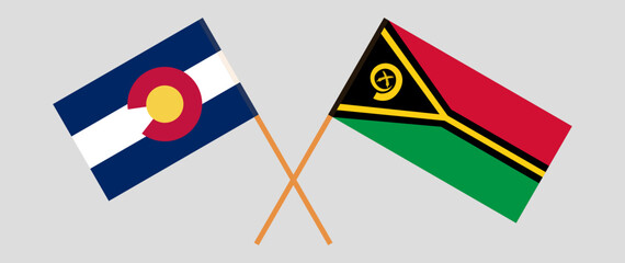 Crossed flags of The State of Colorado and Vanuatu. Official colors. Correct proportion