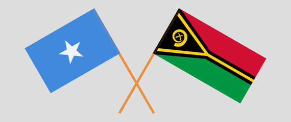 Crossed flags of Somalia and Vanuatu. Official colors. Correct proportion