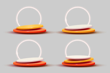 modern orange podium stage collection set