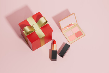 3d rendering different lipstick cosmetics