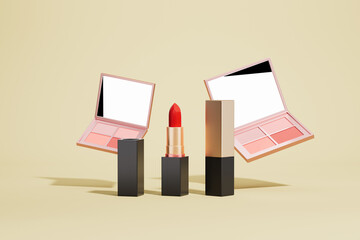 3d rendering different lipstick cosmetics - obrazy, fototapety, plakaty