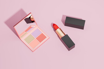 3d rendering different lipstick cosmetics