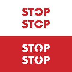 stop logo design, text logo design and stop icon, icon, symbol, vector, stop icon set