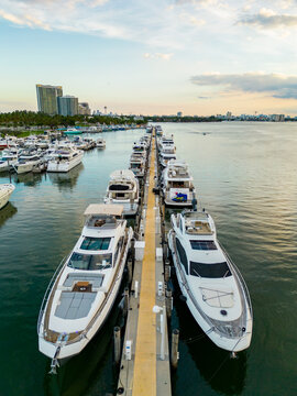 Aerial photo luxury yachts at the Haulover Park Maina