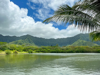Scenery of mountain range in Hawaii