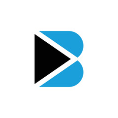 Letter B with symbol play logo design. Logo design letter B with play symbol