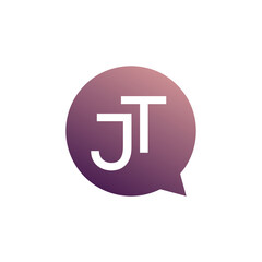Letter JT logo design with symbol chat or communication