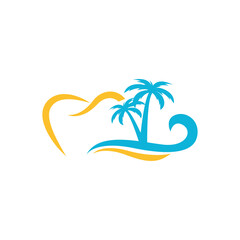 Fototapeta na wymiar Dental logo design. Dental logo with beach theme