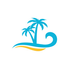 Fototapeta na wymiar Beach logo design. Abstract beach logo