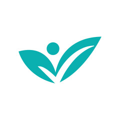 Leaf with check symbol logo design. Abstract symbol leaf and check logo design