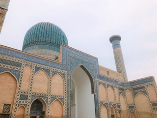 [Uzbekistan] Exterior view of the Gur-e Amir or Amir Timur Mausoleum (Samarkand)