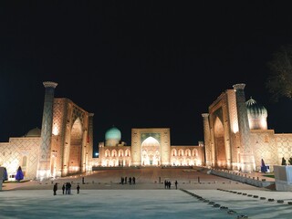 [Uzbekistan] Landmark of Samarkand, Night View of Registan Square (Samarkand)