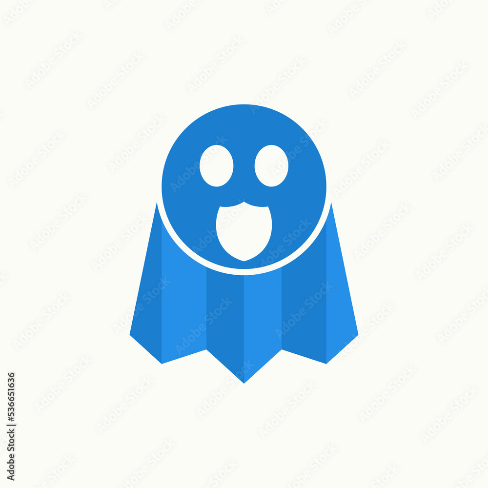 Aufkleber simple and unique funny ghost with guard or shield sign image graphic icon logo design abstract conc