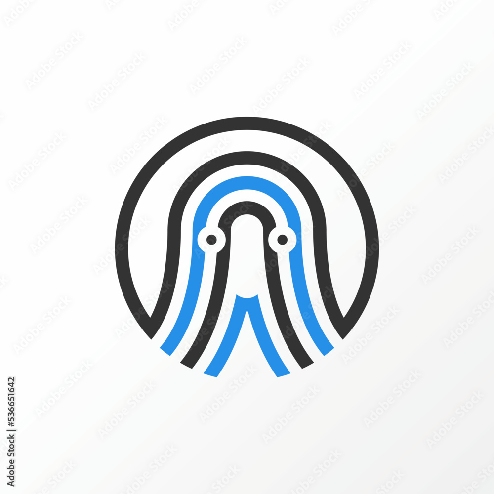 Aufkleber simple and unique scary ghost in line with tech or network sign image graphic icon logo design abstr
