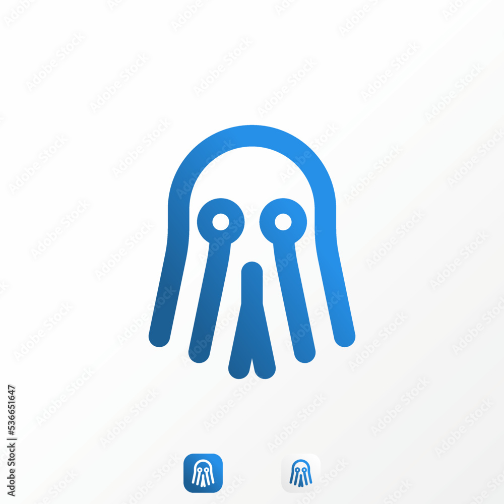 Aufkleber simple and unique scary ghost in line with tech or network sign image graphic icon logo design abstr