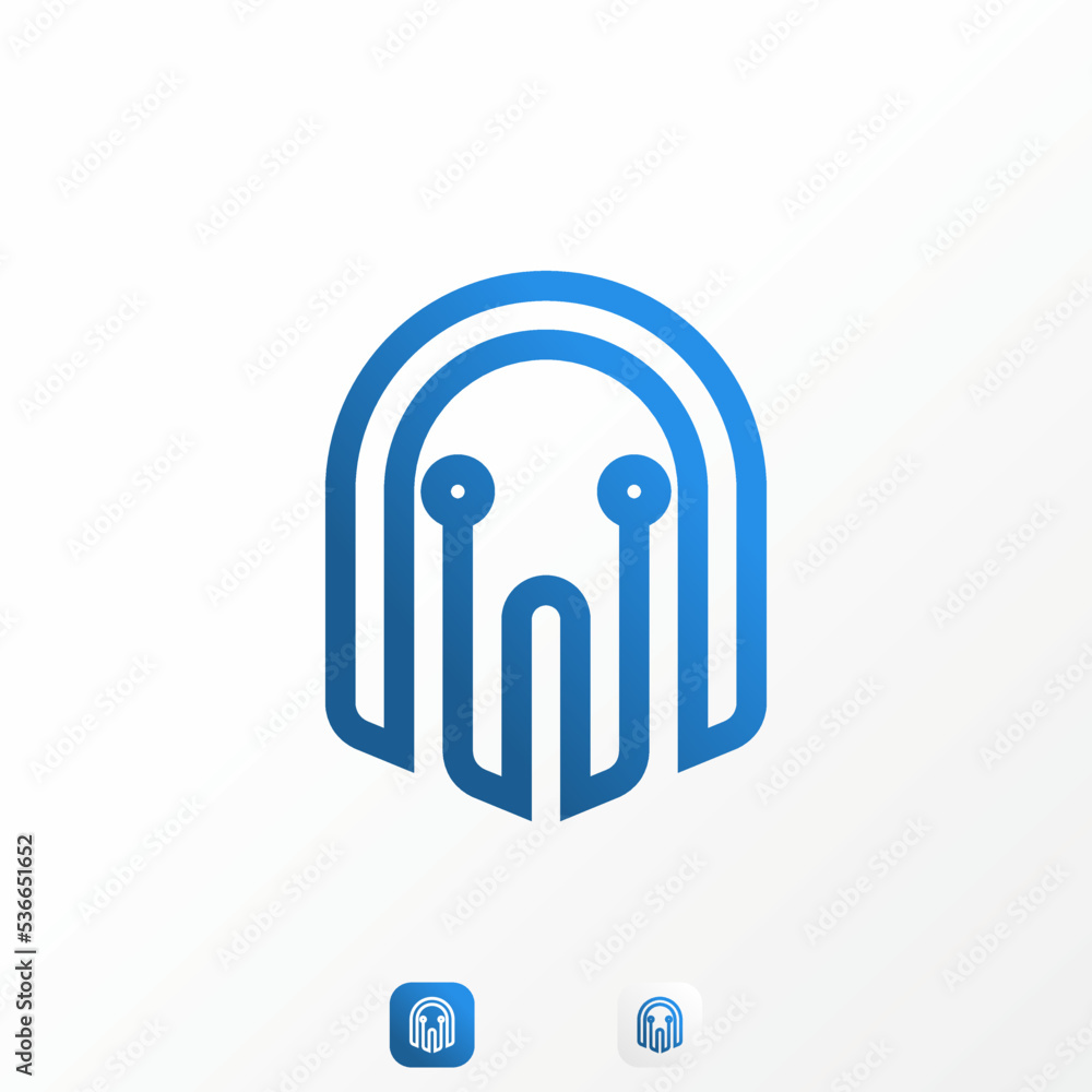 Aufkleber simple and unique funny ghost in line with tech or network sign image graphic icon logo design abstr