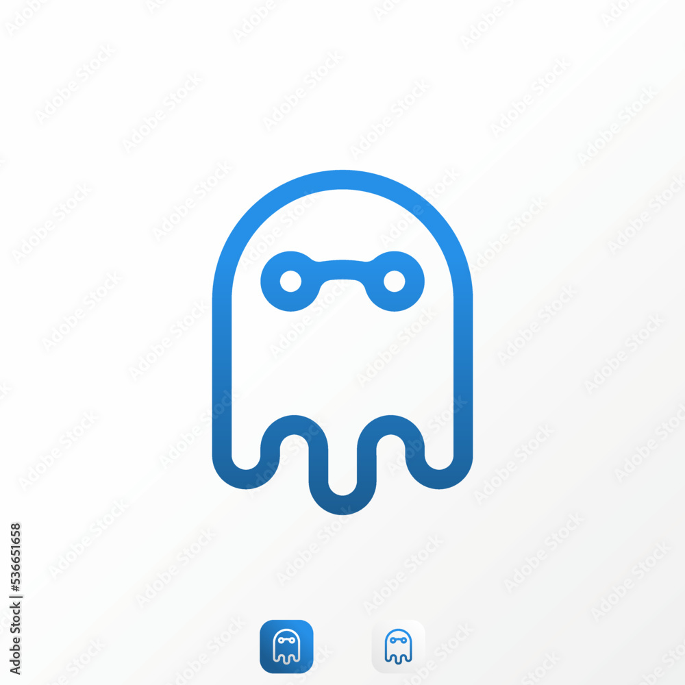 Aufkleber simple and unique funny ghost in line with tech or network sign image graphic icon logo design abstr