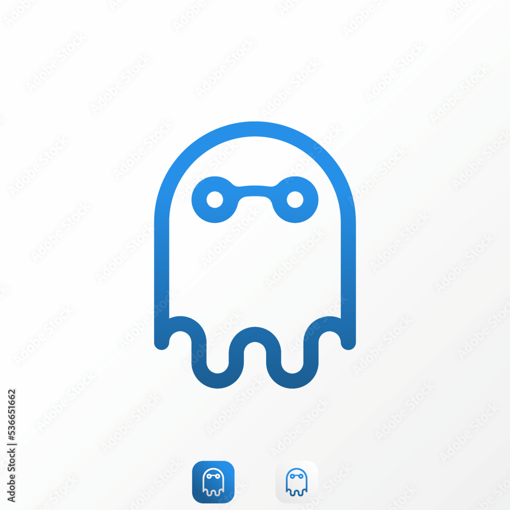 Aufkleber simple but unique funny ghost in line with tech or network sign image graphic icon logo design abstr
