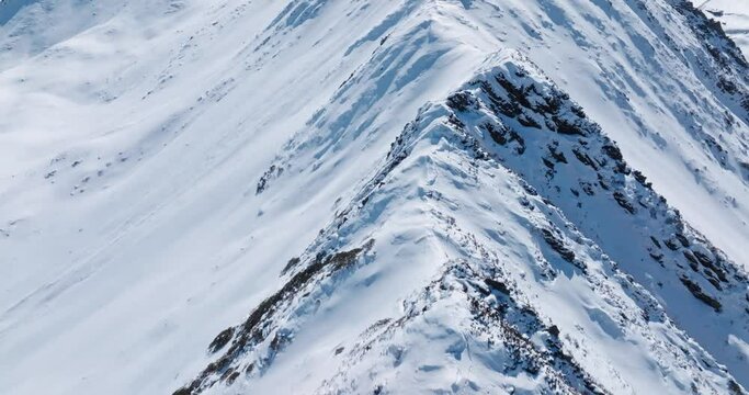 Aerial winter landscape aerial view of snowy mountain Jiajinshan at Sichuan China