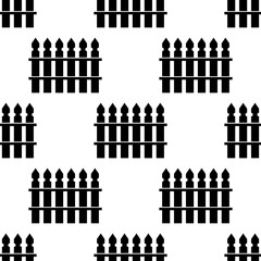 Fence Icon Seamless Pattern, Wooden Fence Icon