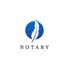 Fototapeta na wymiar Notary, Lawyer, Law firm Logo design. Feather Quill symbol in negative space vector illustration