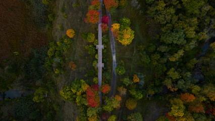 Overhead view of a bridge on a trail