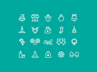 Merry christmas icon set flat design