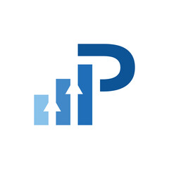 Finance logo design. Icon finance with growth concept and letter P