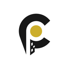 Letter C  with building logo design. C with building logo design